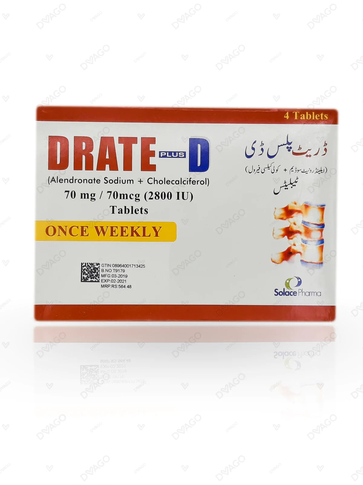 Drate Plus D Tab 70mg/70mcg 4's