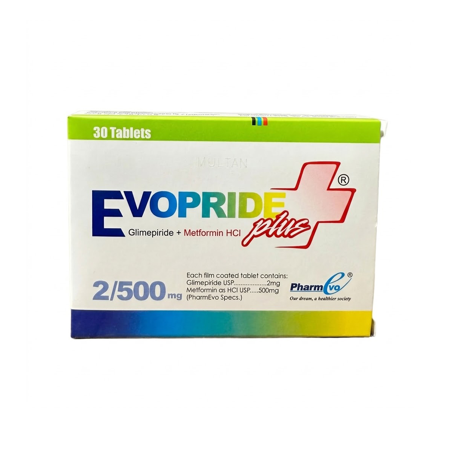 Evopride Plus 2mg/500mg Tab 30's