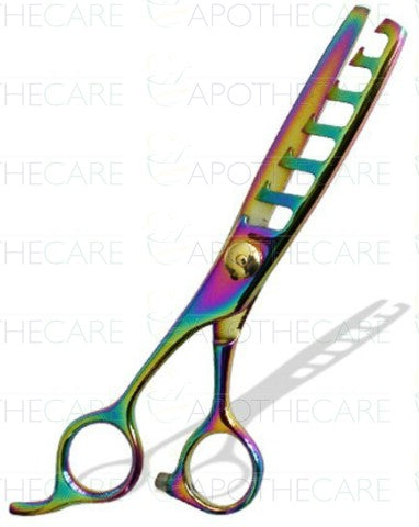 S-BC220 6 Teeth Offset Thinning Shears with Finger-rest 6.25inch (Rainbow Titanium)