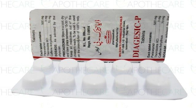 Diagesic-P Tab 500mg/3mg/70mg 10's