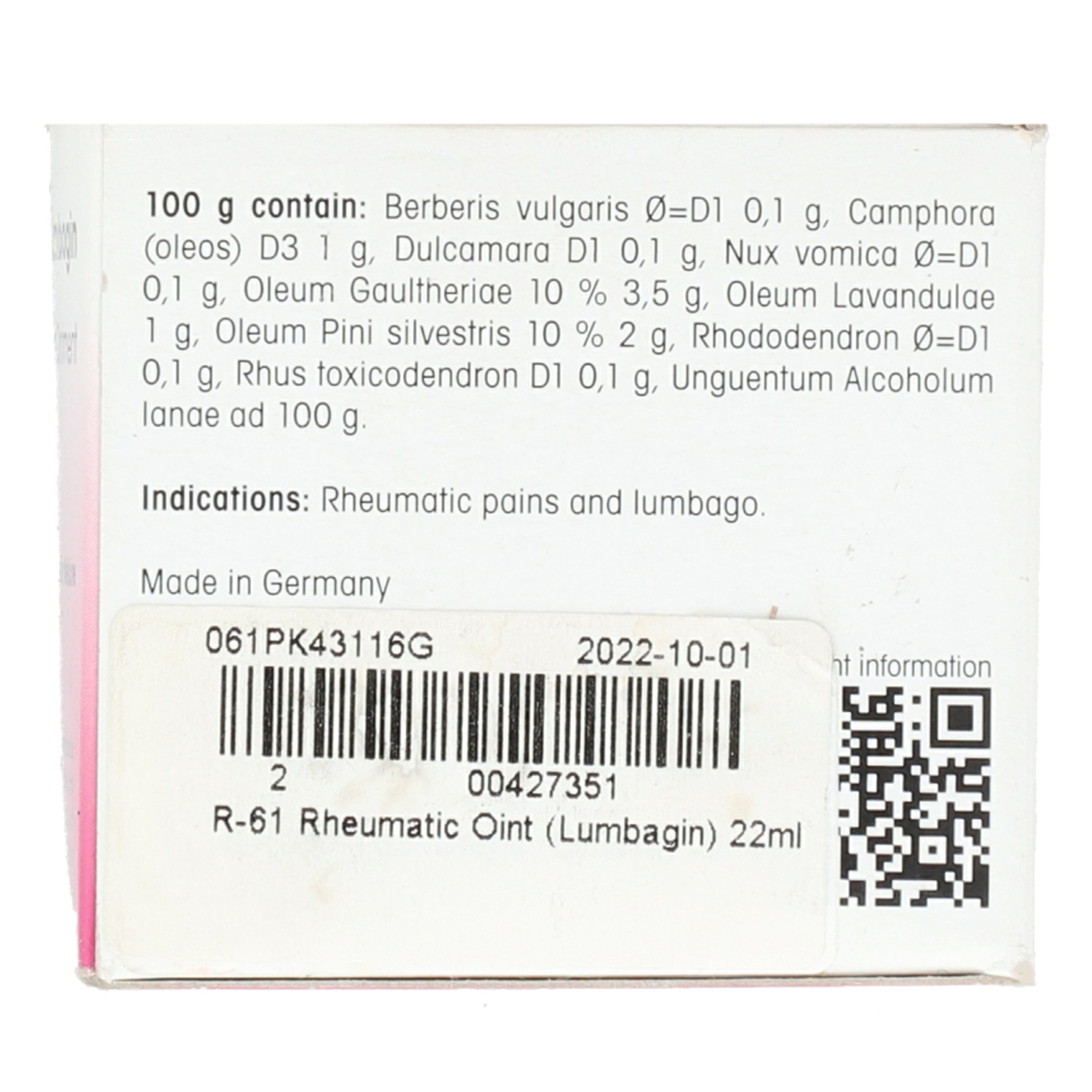 R-61 Rheumatic Oint (Lumbagin) 22ml — image 6 of 6