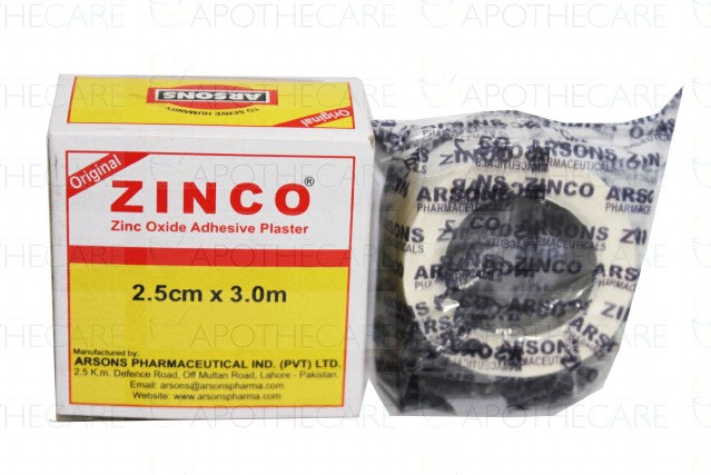 Zinco (Zinc Oxide Adhesive Plaster) 2.5cm x 3.0 yards 1-s (Bundle Pack of 12)
