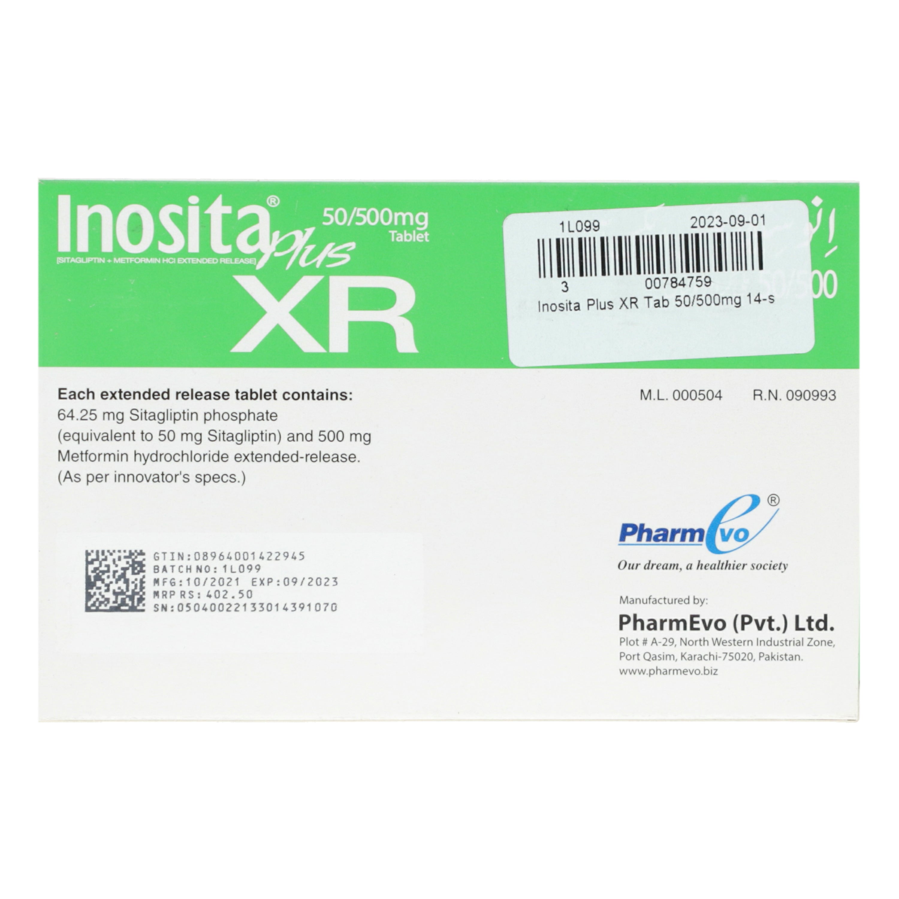 Inosita Plus XR Tab 50/500mg 14-s — image 2 of 6