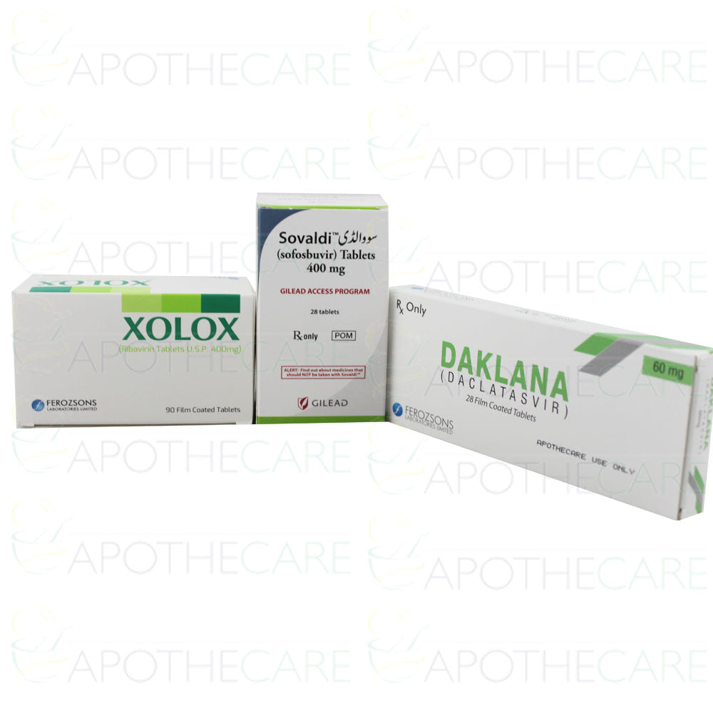 1 Package of Sovaldi Tab 400mg 28-s + 1 Pack Xolox Tab 400mg 90-s + 1 Pack of Daklana Tab 60mg 28-s