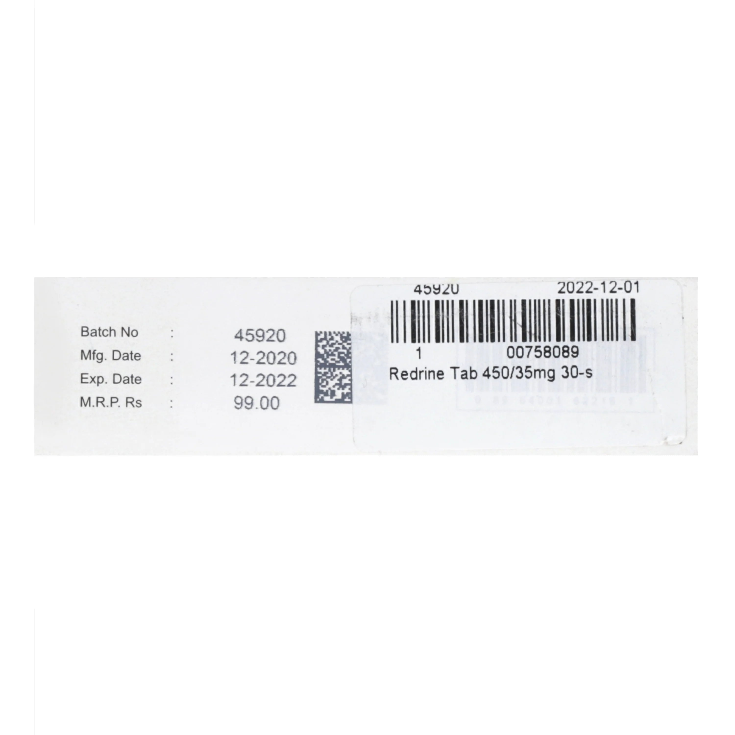 Redrine Tab 450/35mg 30's — image 3 of 4