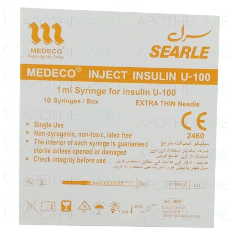 Medeco insulin Syringe 1cc 31G x 8mm 10's