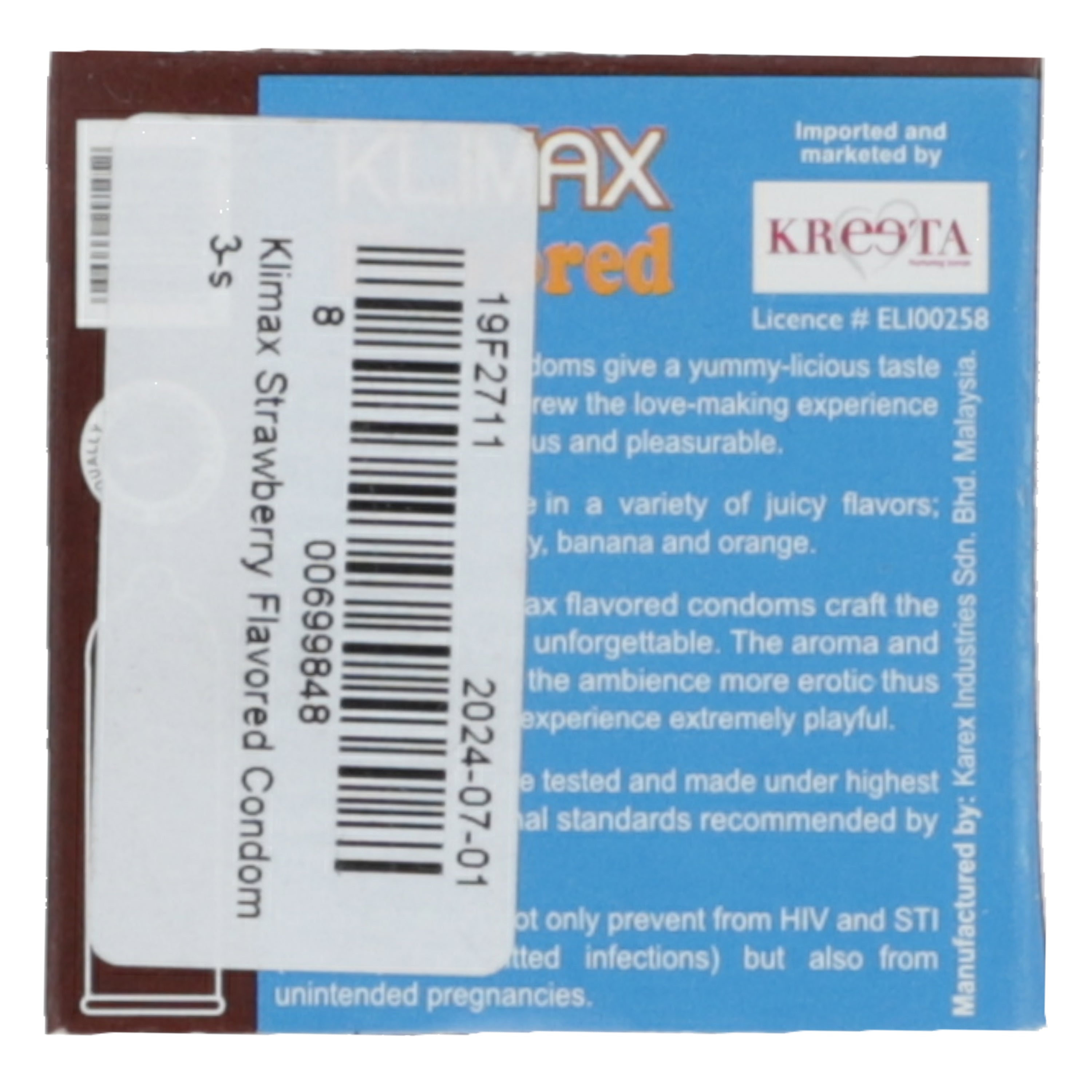 Klimax Strawberry Flavored Condom 2's — image 3 of 4