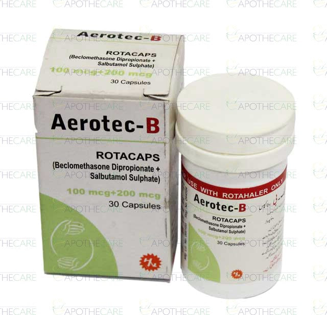 Aerotec-B Rotacap Cap 100mcg/200mcg 30's